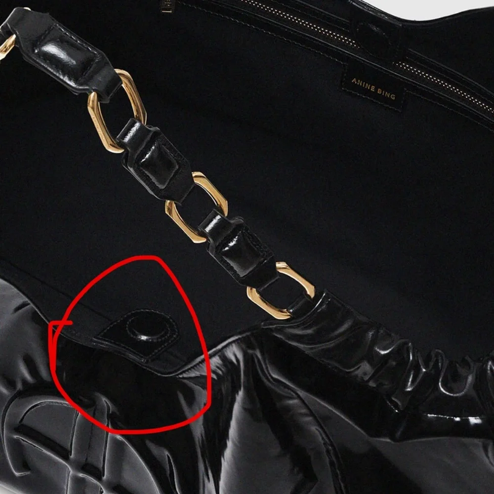 New- Anine Bing Kate Bag in High-Shine Black - Picture 10 of 11